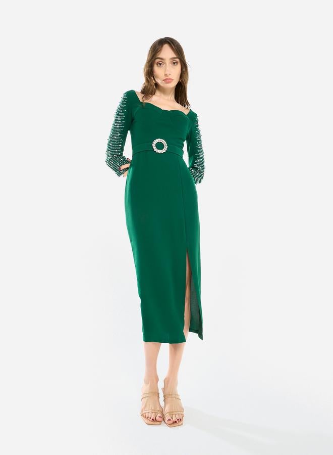 House of Moda Women Embellished Sleeve Midi Dress - Image 2